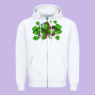 St. Patricks Day Shamrocks Zipper Hoodie Designed By Barkaloodesign