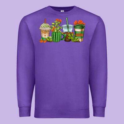 Cactus Coffee Cups Premium Sweatshirt Designed By Adodesignshop