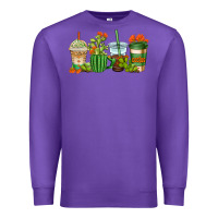 Purple cactus coffee cups Premium Sweatshirt - AdoDesignShop