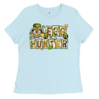 Baby Blue Egg hunter with plate letters Easter Day Ladies Tee - HowdyJamesFarm
