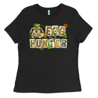 Black Egg hunter with plate letters Easter Day Ladies Tee - HowdyJamesFarm