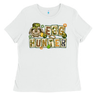 White Egg hunter with plate letters Easter Day Ladies Tee - HowdyJamesFarm