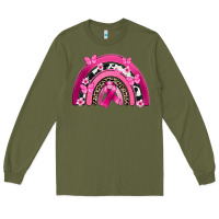 Army Green Breast Cancer rainbow Long Sleeve Tee - FaDigitalArtStudio
