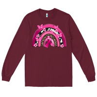 Burgundy Breast Cancer rainbow Long Sleeve Tee - FaDigitalArtStudio