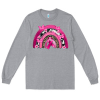 Heather Grey Breast Cancer rainbow Long Sleeve Tee - FaDigitalArtStudio