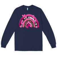 Navy Breast Cancer rainbow Long Sleeve Tee - FaDigitalArtStudio