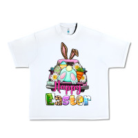 White Bunny Happy Easter truck Urban Heavy Tee - CowGirlArtShop