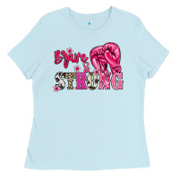 Baby Blue Brave and strong Cancer Awareness Ladies Tee - HowdyJamesFarm