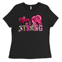 Black Brave and strong Cancer Awareness Ladies Tee - HowdyJamesFarm