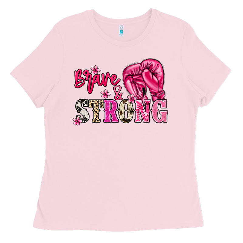 Brave And Strong Cancer Awareness Ladies Tee by HowdyJamesFarm | Teevron