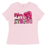 Bubblegum Pink Brave and strong Cancer Awareness Ladies Tee - HowdyJamesFarm