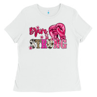 White Brave and strong Cancer Awareness Ladies Tee - HowdyJamesFarm