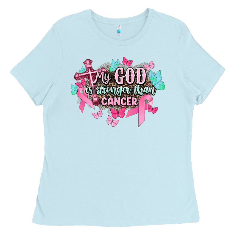 My God Is Stronger Than Cancer Awareness Ladies Tee by HowdyJamesFarm | Teevron