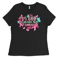 Black My god is stronger than Cancer Awareness Ladies Tee - HowdyJamesFarm