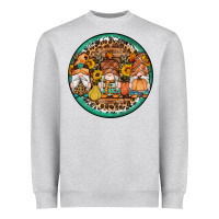 Heather Grey fall gnomes round earrings 4 Heavyweight Sweatshirt - Artiststas