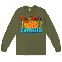 Army Green Hey There Pumpkin Long Sleeve Tee - FaDigitalArtStudio
