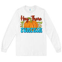 White Hey There Pumpkin Long Sleeve Tee - FaDigitalArtStudio