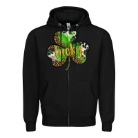 Black st. patricks day lucky shamrock Zipper Hoodie - BarkalooDesign