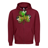 Burgundy st. patricks day lucky shamrock Zipper Hoodie - BarkalooDesign