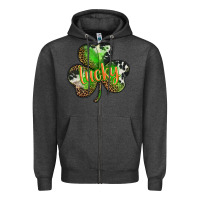 Charcoal Heather st. patricks day lucky shamrock Zipper Hoodie - BarkalooDesign