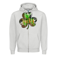Dove Grey st. patricks day lucky shamrock Zipper Hoodie - BarkalooDesign