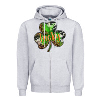 Heather Grey st. patricks day lucky shamrock Zipper Hoodie - BarkalooDesign