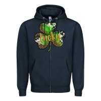 Navy st. patricks day lucky shamrock Zipper Hoodie - BarkalooDesign
