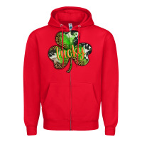 Red st. patricks day lucky shamrock Zipper Hoodie - BarkalooDesign