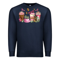 Navy boss lady coffee cups Premium Sweatshirt - AdoDesignShop