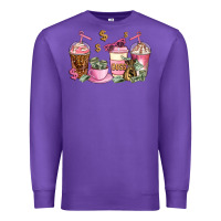 Purple boss lady coffee cups Premium Sweatshirt - AdoDesignShop