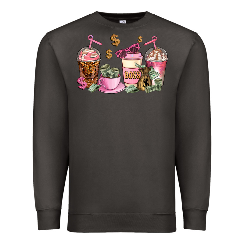 Boss Lady Coffee Cups Premium Sweatshirt by AdoDesignShop | Teevron