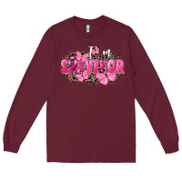 Burgundy I' m survivor Breast Cancer Long Sleeve Tee - FaDigitalArtStudio