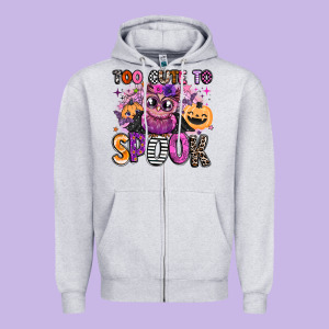 Wicked Cute Too Cute To Spook Zipper Hoodie Designed By Barkaloodesign