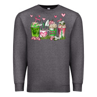 Charcoal Heather botanic coffee cups Premium Sweatshirt - AdoDesignShop