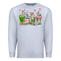 Heather Grey botanic coffee cups Premium Sweatshirt - AdoDesignShop