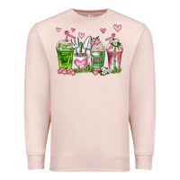 Pale Pink botanic coffee cups Premium Sweatshirt - AdoDesignShop