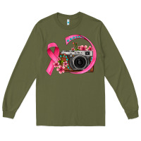 Army Green floral cancer ribbon vintage camera Long Sleeve Tee - FaDigitalArtStudio
