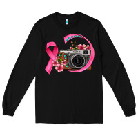 Black floral cancer ribbon vintage camera Long Sleeve Tee - FaDigitalArtStudio