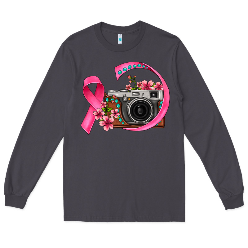 Floral Cancer Ribbon Vintage Camera Long Sleeve Tee by FaDigitalArtStudio | Teevron