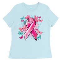 Baby Blue Breast Cancer ribbon Cancer Awareness Ladies Tee - HowdyJamesFarm