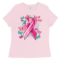 Bubblegum Pink Breast Cancer ribbon Cancer Awareness Ladies Tee - HowdyJamesFarm