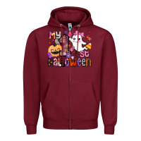 Burgundy my 1st halloween Zipper Hoodie - BarkalooDesign