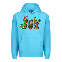 Ocean Blue Christmas Joy Reindeer Premium Hoodie - RanaPortraitStore