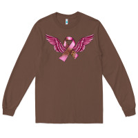 Chestnut Breast Cancer ribbon with angel wings Long Sleeve Tee - FaDigitalArtStudio