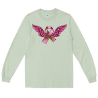 Matcha Breast Cancer ribbon with angel wings Long Sleeve Tee - FaDigitalArtStudio