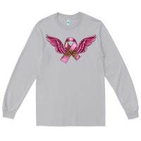 Moon Dust Breast Cancer ribbon with angel wings Long Sleeve Tee - FaDigitalArtStudio