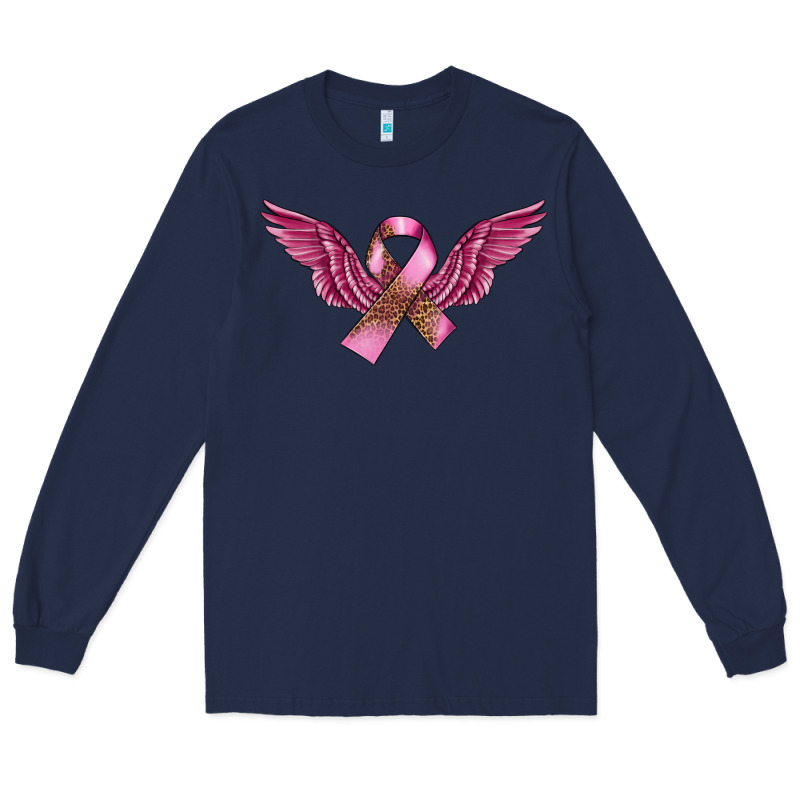 Breast Cancer Ribbon With Angel Wings Long Sleeve Tee by FaDigitalArtStudio | Teevron