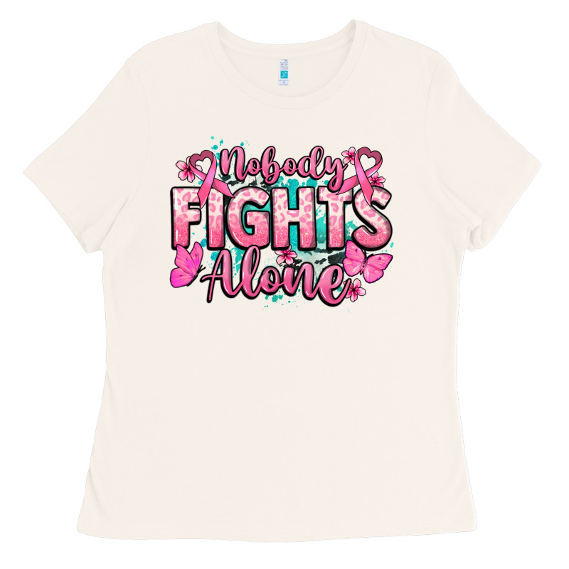 Nobody Fights Alone Cancer Awareness Ladies Tee by HowdyJamesFarm | Teevron