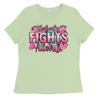 Matcha Nobody fights alone Cancer Awareness Ladies Tee - HowdyJamesFarm