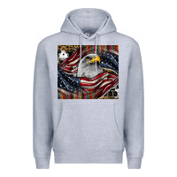 Heather Grey American eagle Premium Hoodie - CowhideDigitalArt
